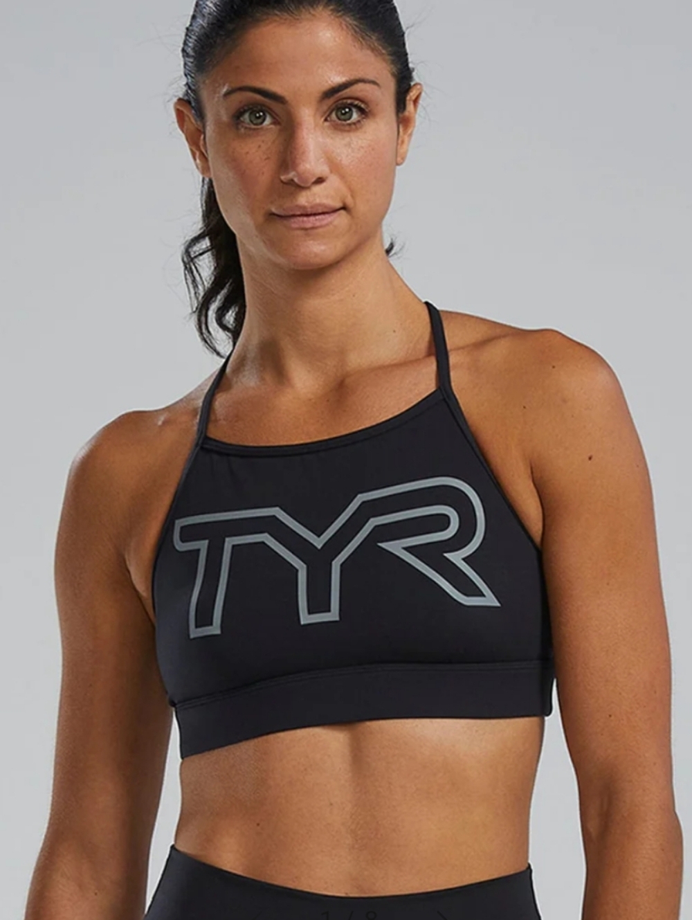 NWT TYR Base Kinetic Women's High Neck Sports Bra Solid Black W/ Logo XL